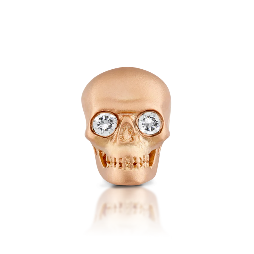 Diamond Eye Matte Skull Threaded Stud Earring With Titanium Backing - Image 5