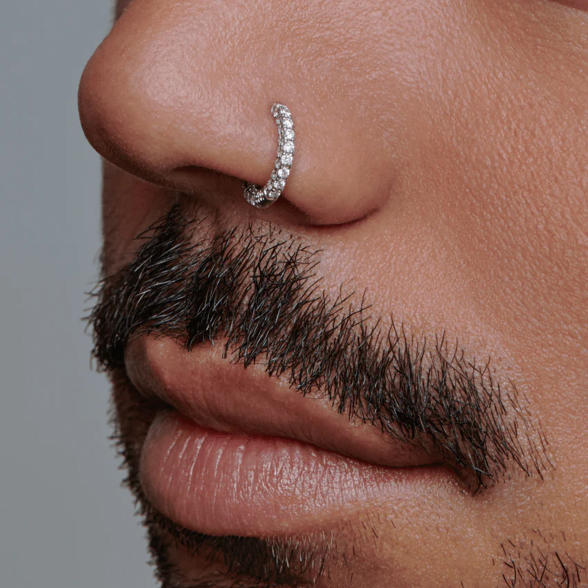 Diamond Five Row Pavé Hoop Earring (Bottom Hinge) - Image 13