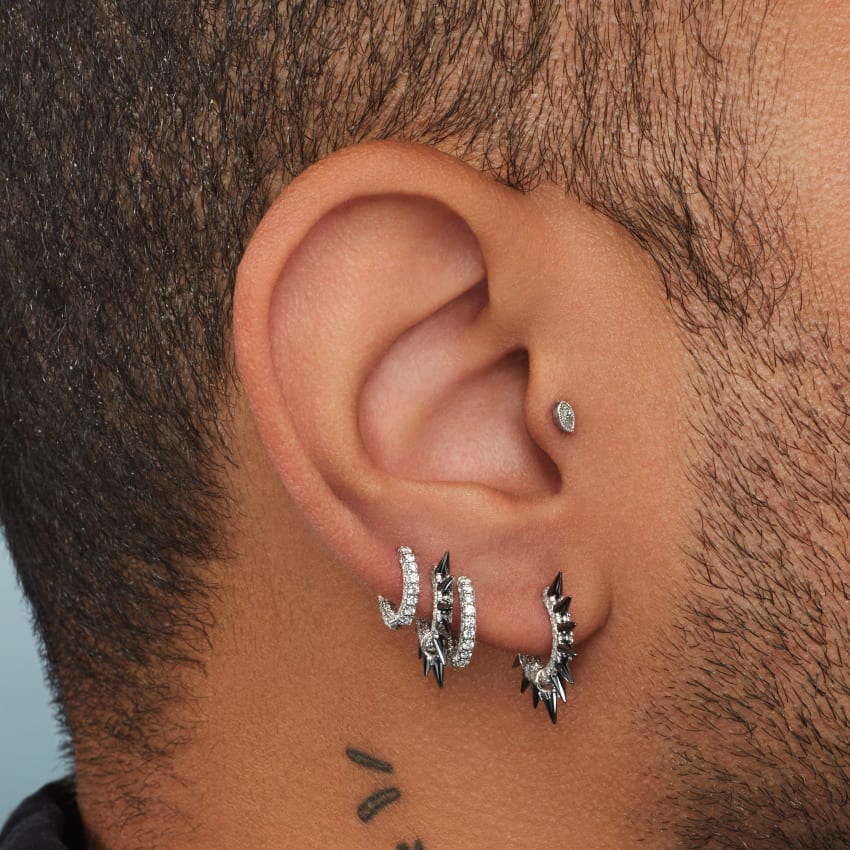 Diamond Five Row Pavé Hoop Earring (Bottom Hinge) - Image 14