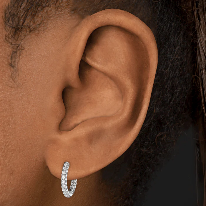 Diamond Five Row Pavé Hoop Earring (Bottom Hinge) - Image 20