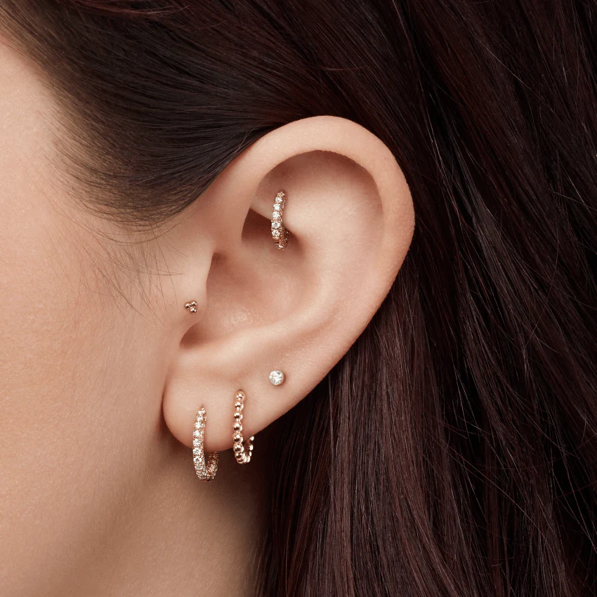 Diamond Five Row Pavé Hoop Earring (Bottom Hinge) - Image 25