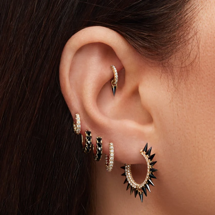 Diamond Five Row Pavé Hoop Earring (Bottom Hinge) - Image 28