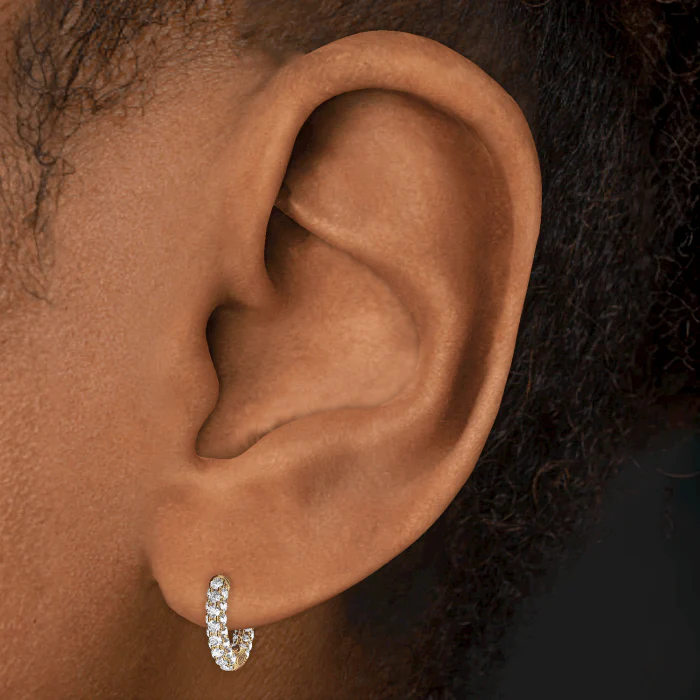 Diamond Five Row Pavé Hoop Earring (Bottom Hinge) - Image 30
