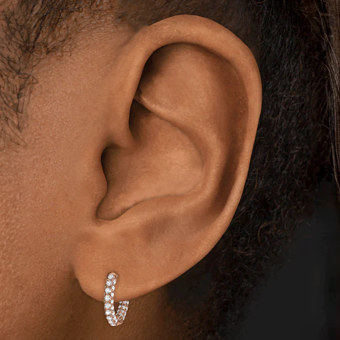 Diamond Five Row Pavé Hoop Earring (Bottom Hinge) - Image 56