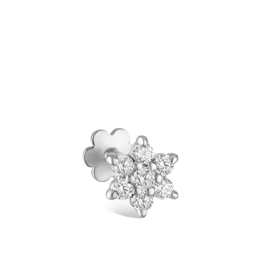 Diamond Flower Threaded Stud Earring - Image 9