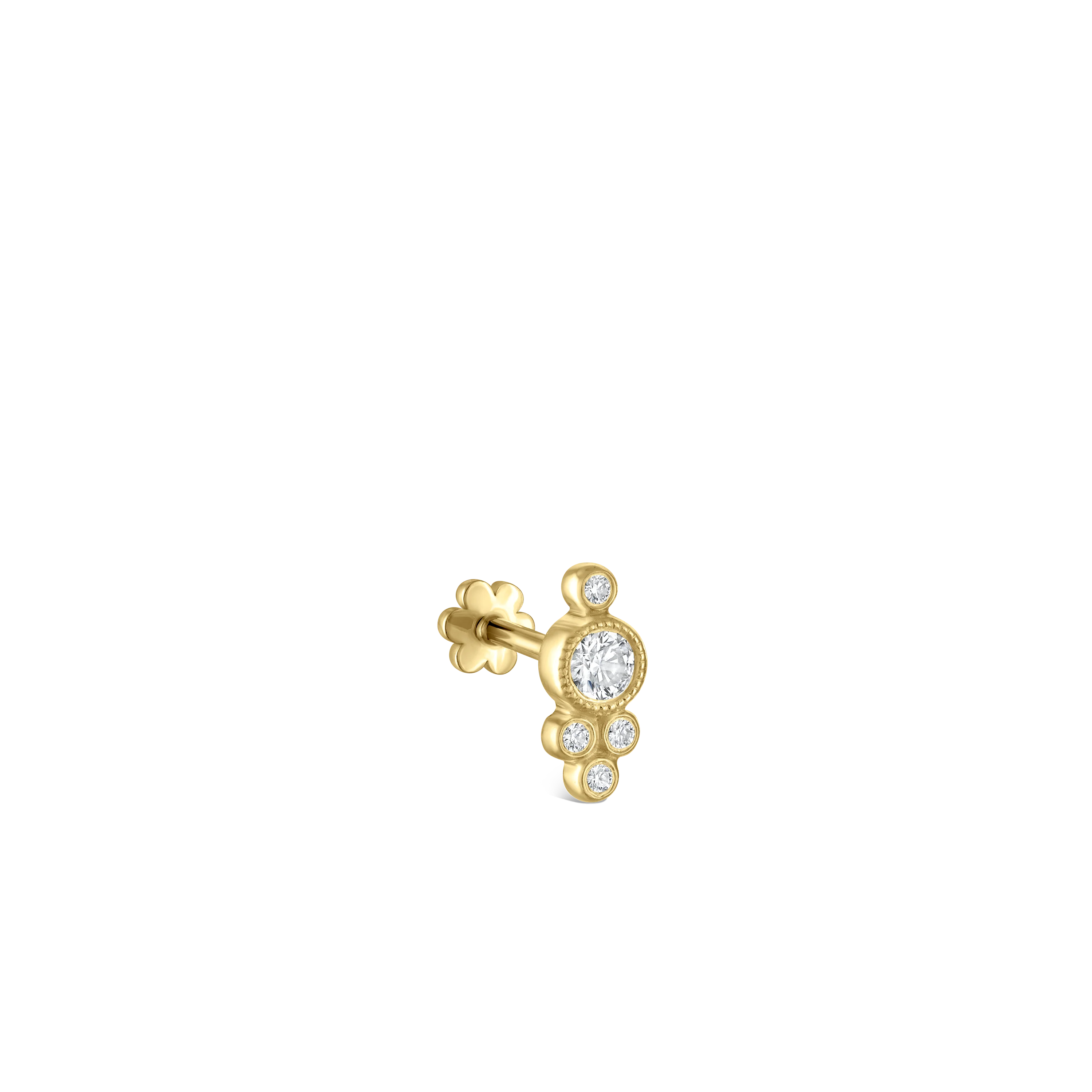 Diamond Four Ball Trinity Threaded Stud Earring - Image 11