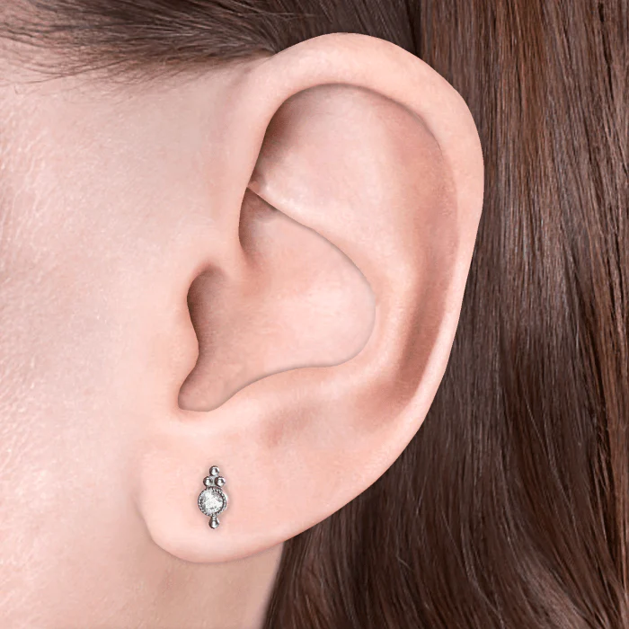 Diamond Four Ball Trinity Threaded Stud Earring - Image 4