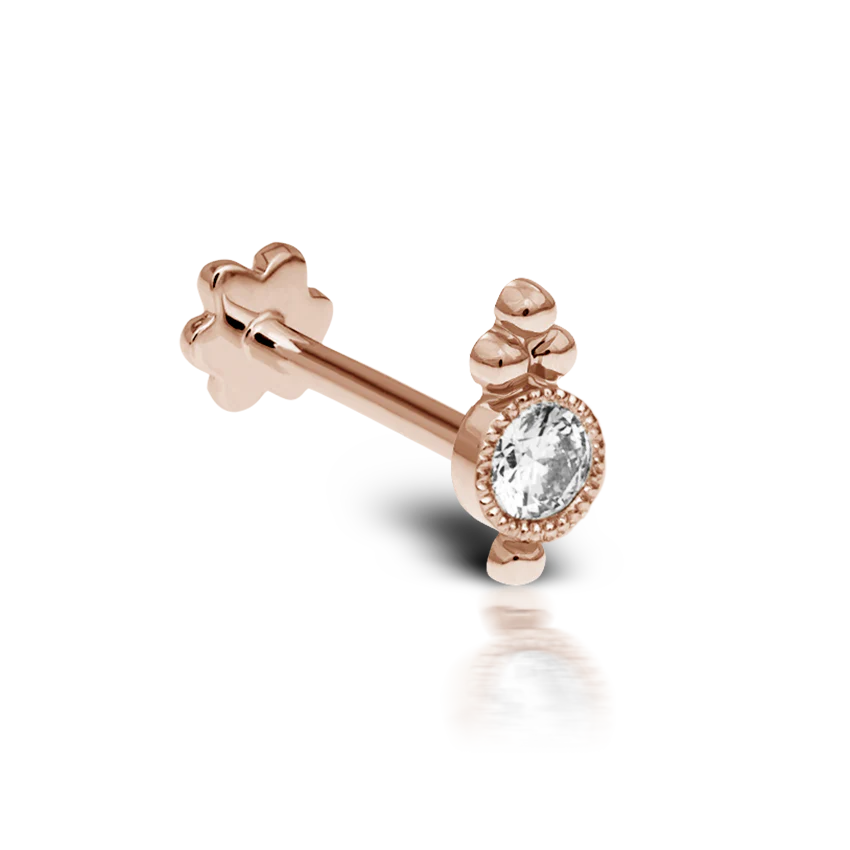 Diamond Four Ball Trinity Threaded Stud Earring - Image 7