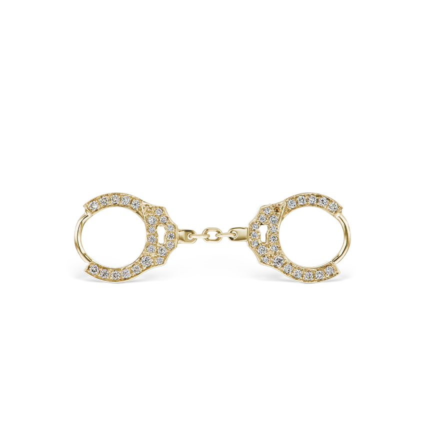 Diamond Handcuff Hoop Earring with Short Chain - Image 6