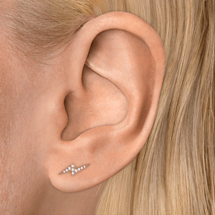 Diamond Lightning Bolt Threaded Stud Earring - Image 21