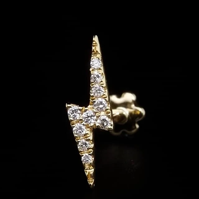 Diamond Lightning Bolt Threaded Stud Earring - Image 22