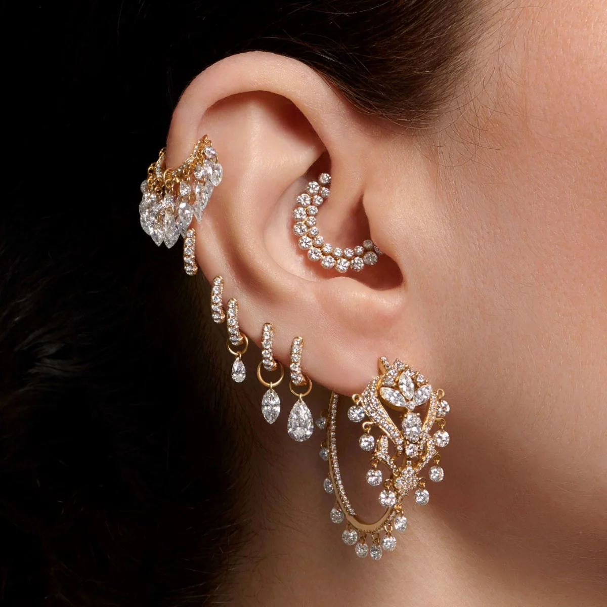 Diamond Lotus Cascade Hoop - Image 5