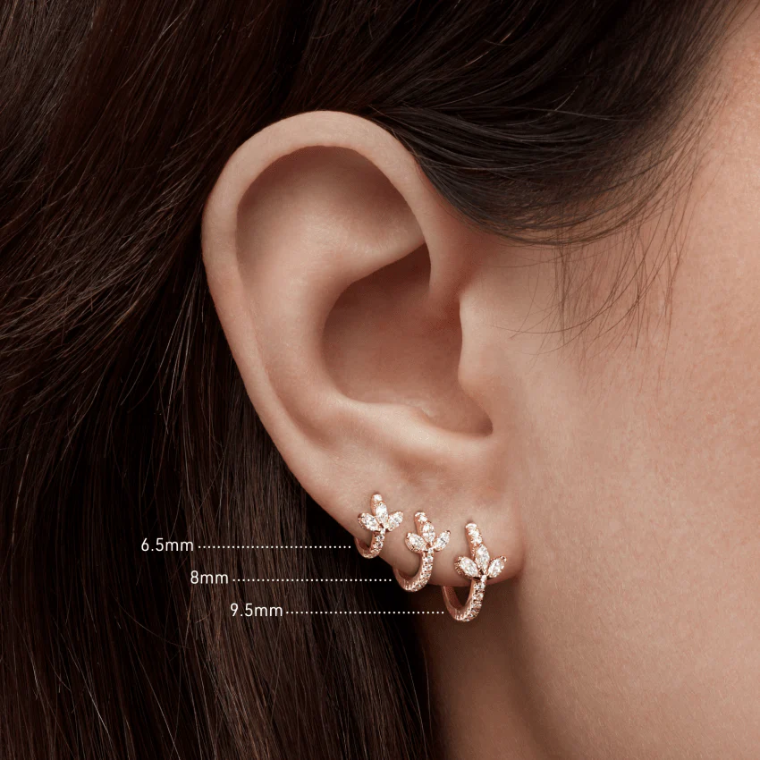 Diamond Lotus Eternity Hoop Earring - Image 30