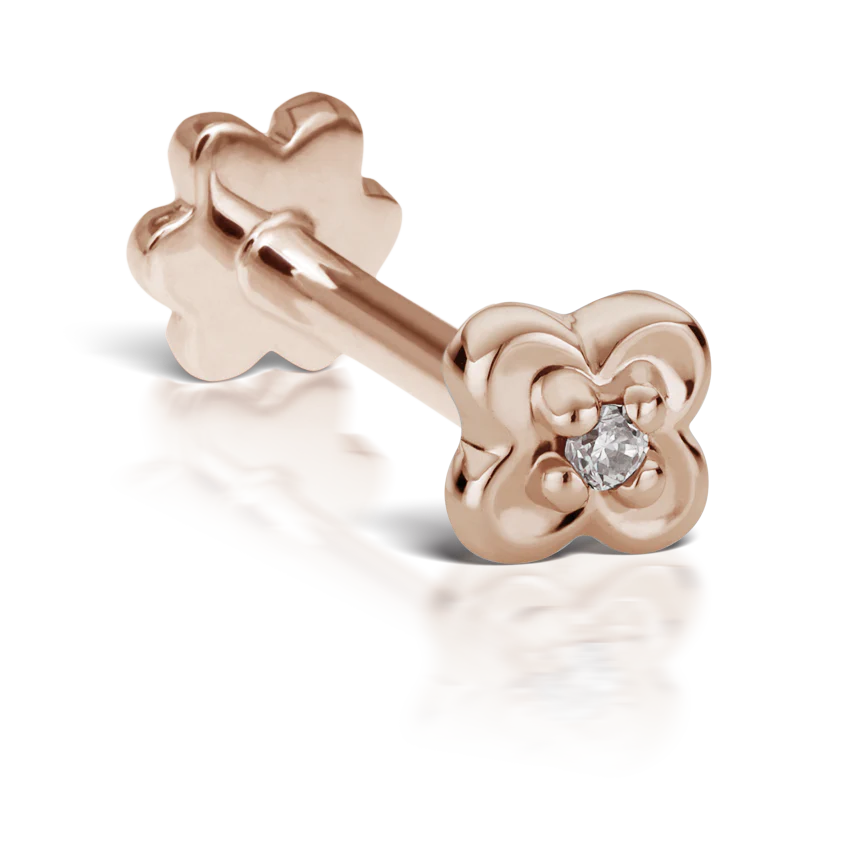 Diamond Lucky Clover Threaded Stud Earring - Image 8