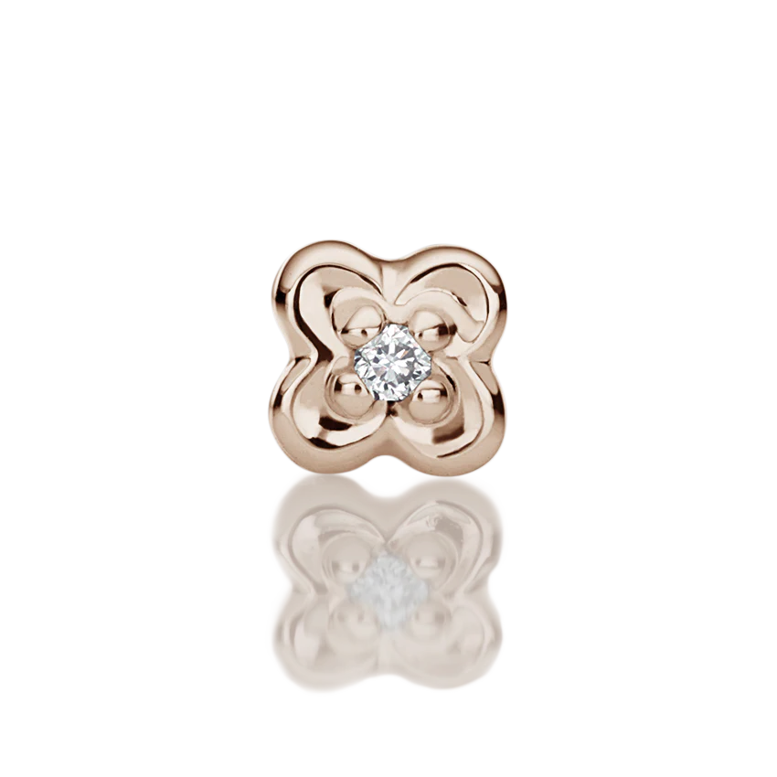 Diamond Lucky Clover Threaded Stud Earring With Titanium Backing - Image 9