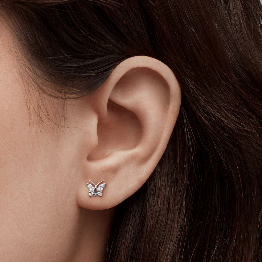 Diamond Marquise Butterfly Threaded Stud Earring - Image 12