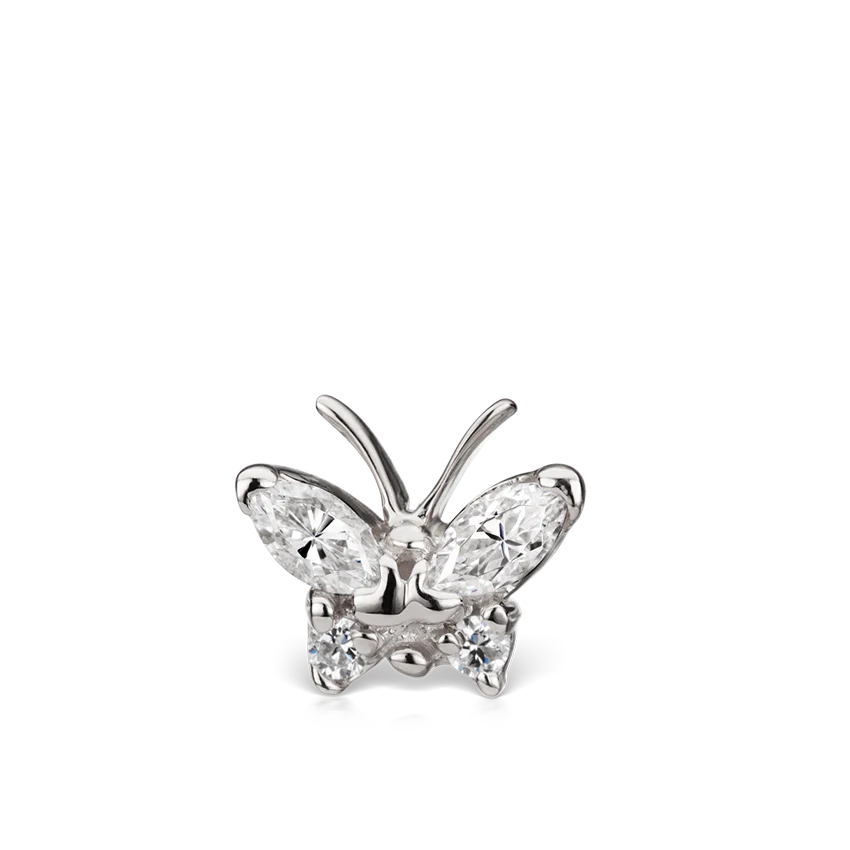 Diamond Marquise Butterfly Threaded Stud Earring - Image 3
