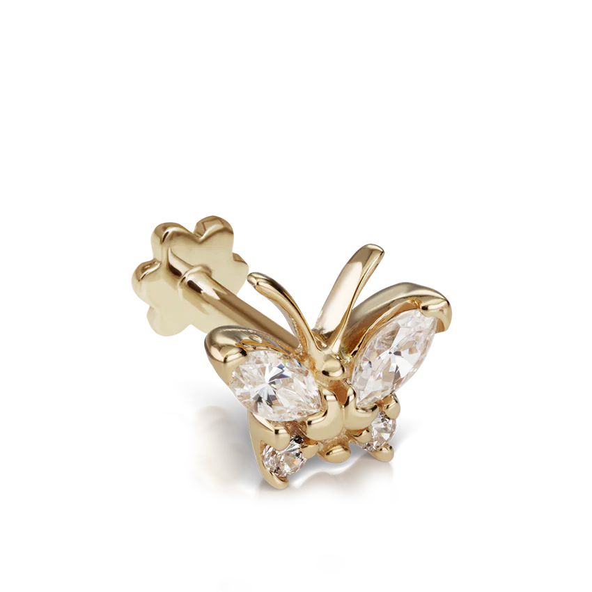 Diamond Marquise Butterfly Threaded Stud Earring - Image 6