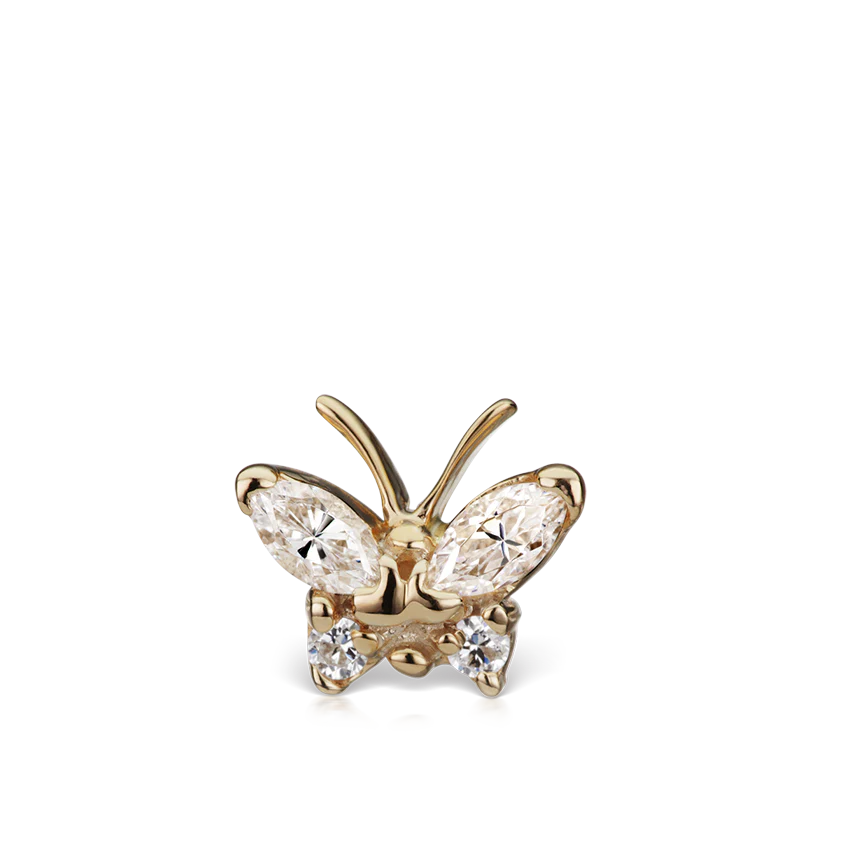 Diamond Marquise Butterfly Threaded Stud Earring With Titanium Backing - Image 7