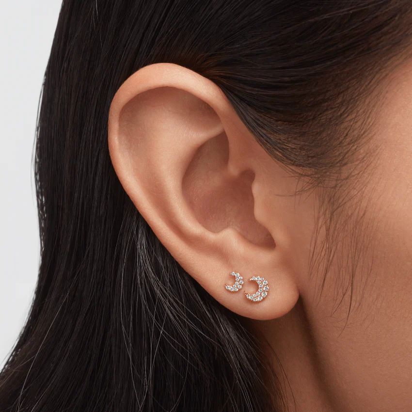 Diamond Moon Stud Earring - Image 12