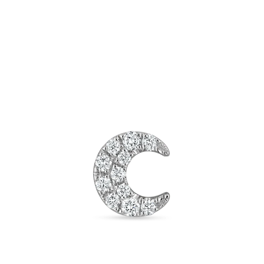 Diamond Moon Threaded Stud Earring - Image 6
