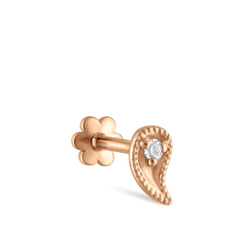 Diamond Paisley Threaded Stud Earring - Image 16