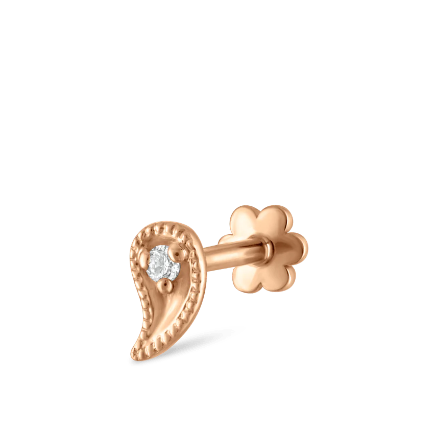 Diamond Paisley Threaded Stud Earring - Image 19