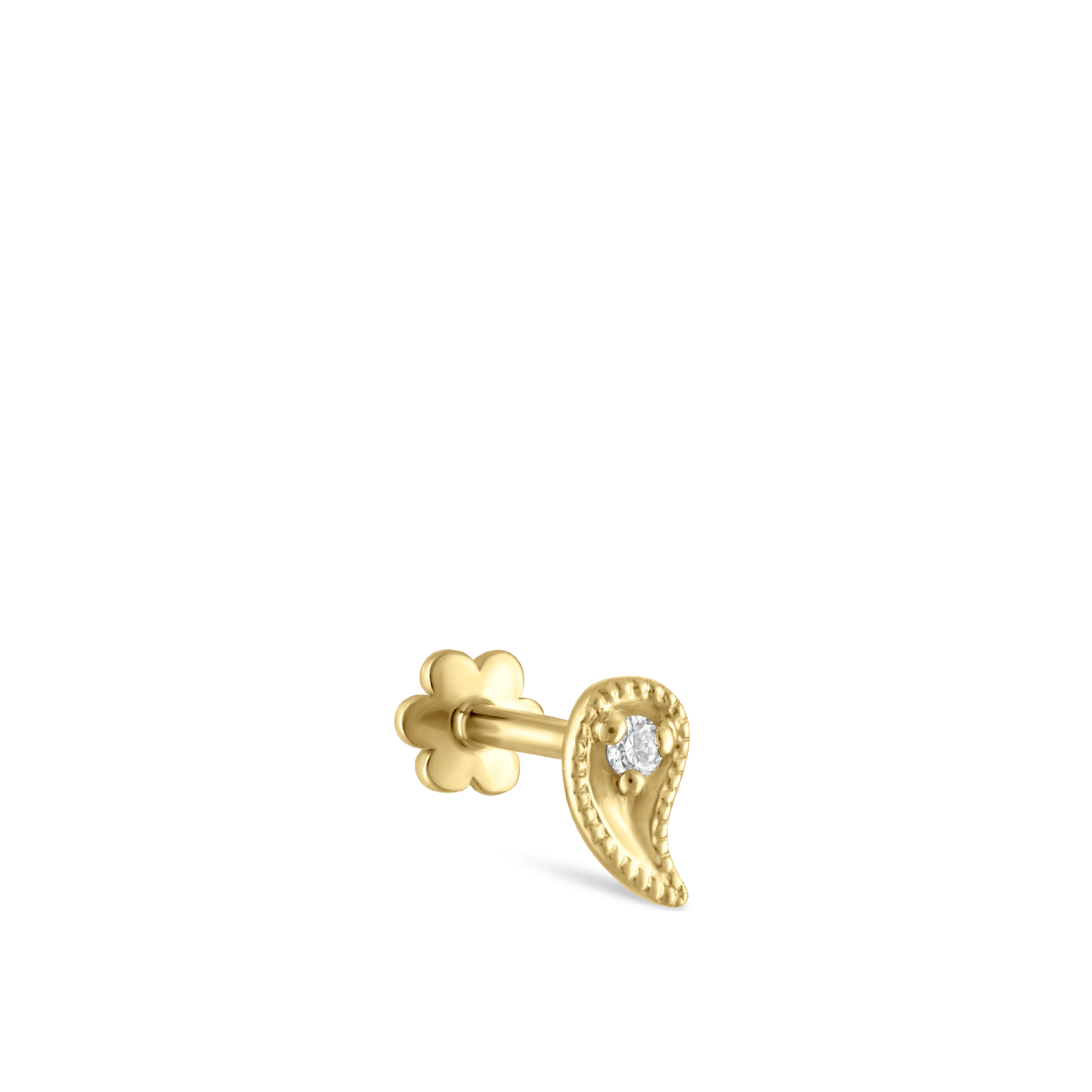 Diamond Paisley Threaded Stud Earring With Titanium Backing - Image 26