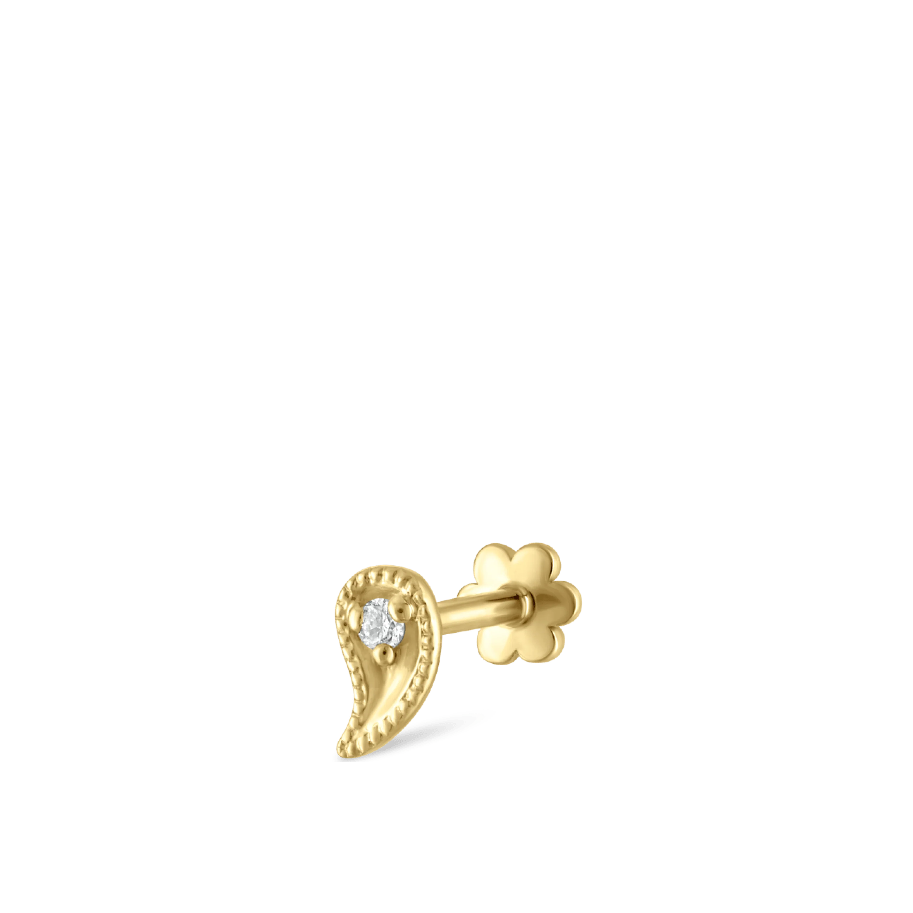 Diamond Paisley Threaded Stud Earring With Titanium Backing - Image 27