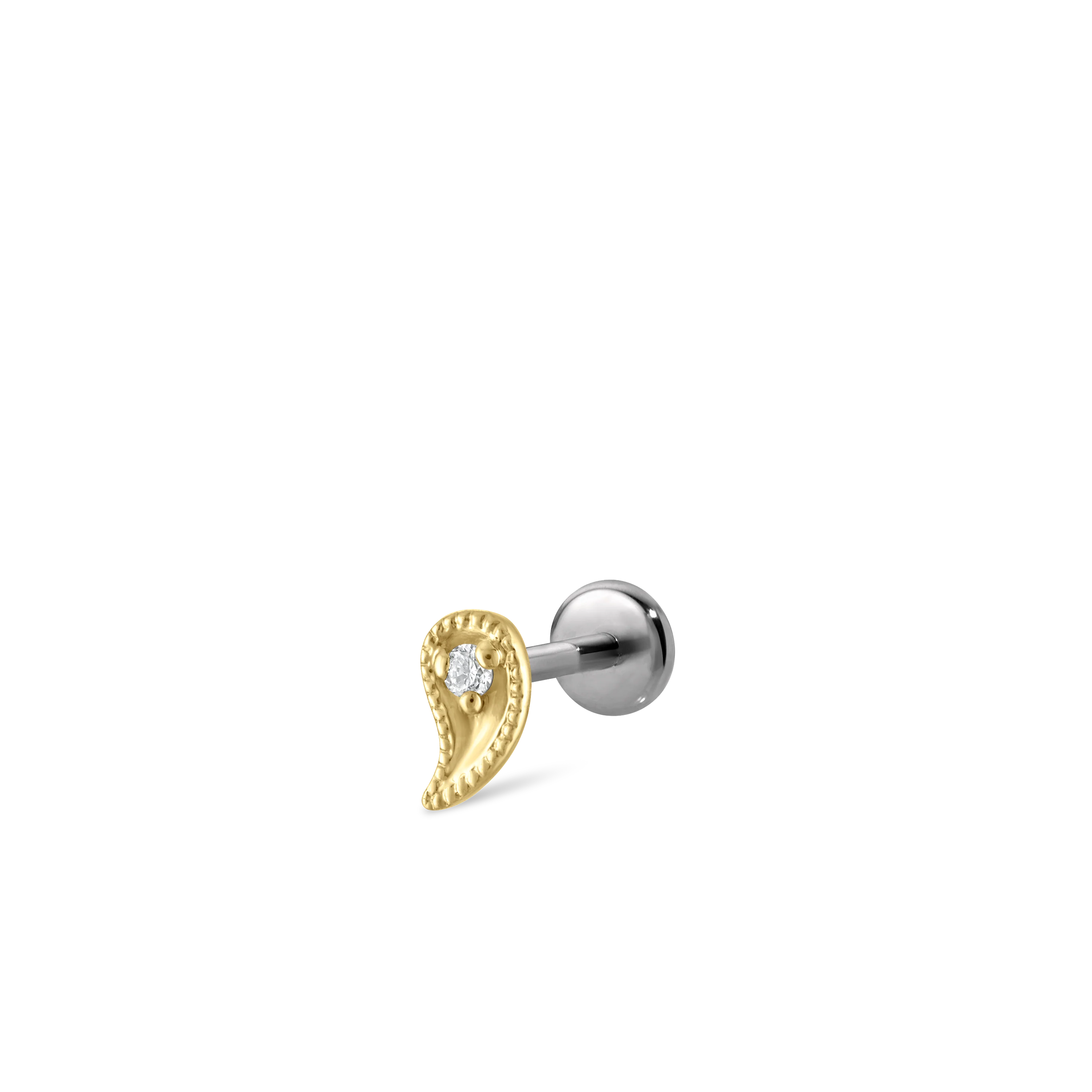 Diamond Paisley Threaded Stud Earring With Titanium Backing - Image 29