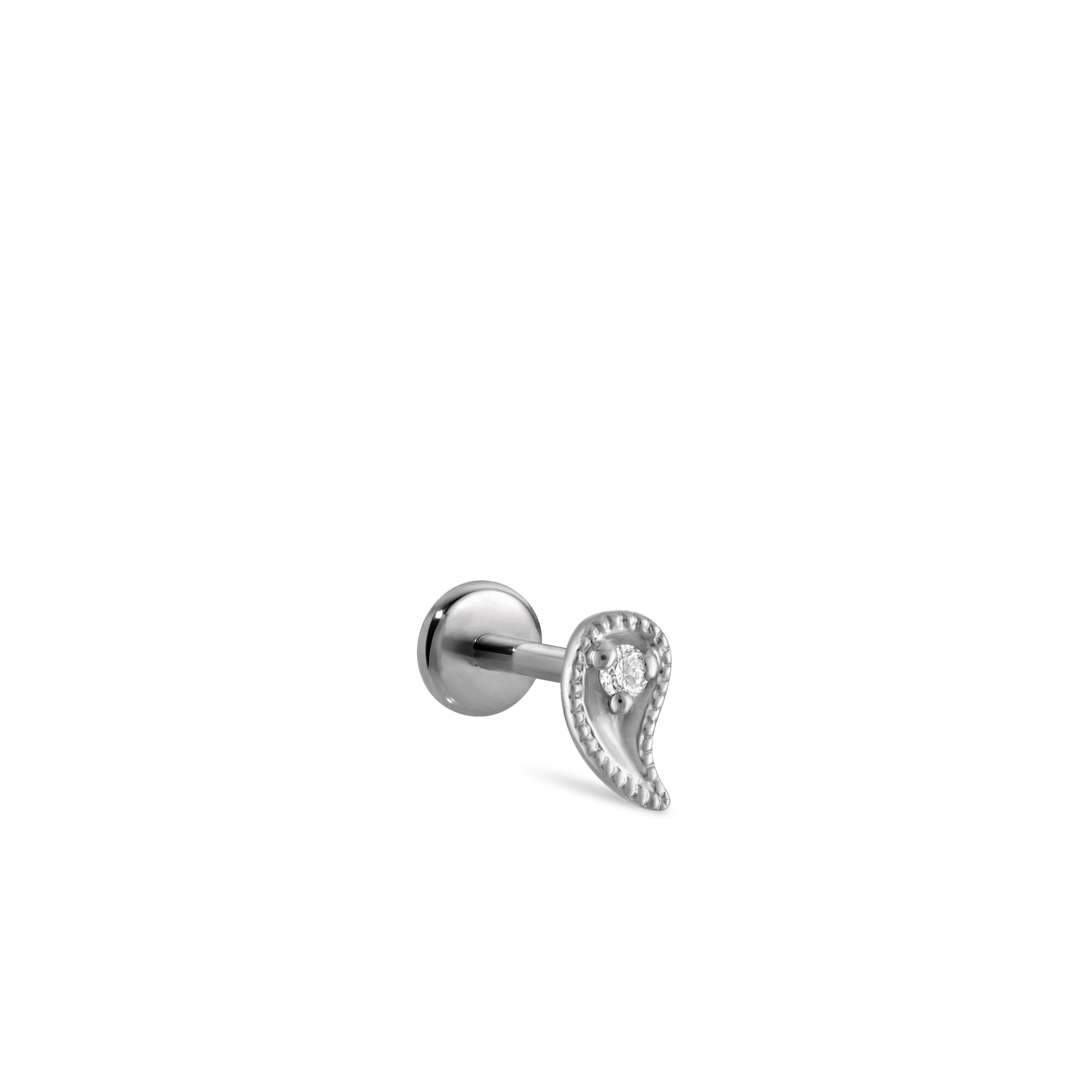 Diamond Paisley Threaded Stud Earring With Titanium Backing - Image 30