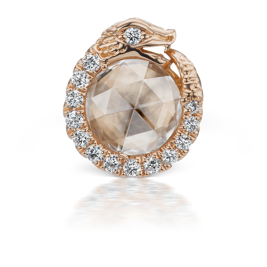 Diamond Pavé Ouroboros Threaded Stud Earring - Image 13