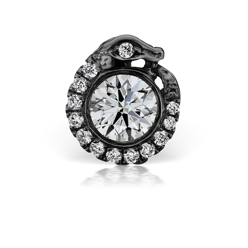 Diamond Pavé Ouroboros Threaded Stud Earring - Image 15