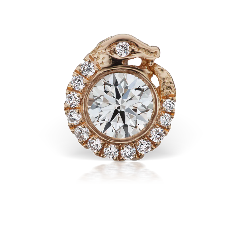 Diamond Pavé Ouroboros Threaded Stud Earring With Titanium Backing - Image 11