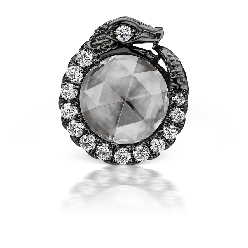 Diamond Pavé Ouroboros Threaded Stud Earring With Titanium Backing - Image 17