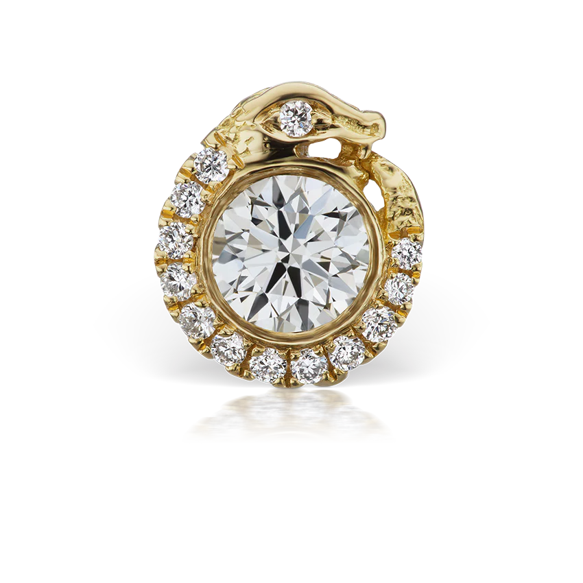Diamond Pavé Ouroboros Threaded Stud Earring With Titanium Backing - Image 7