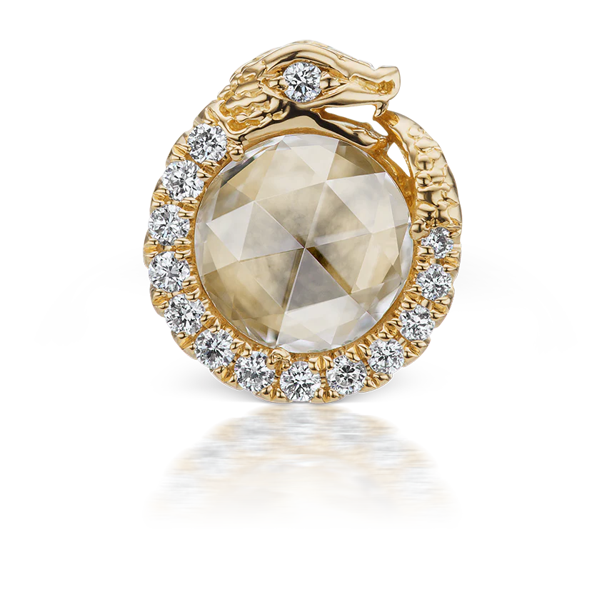 Diamond Pavé Ouroboros Threaded Stud Earring With Titanium Backing - Image 9