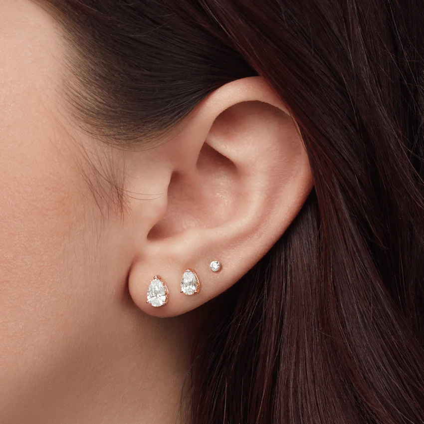 Diamond Pear Stud Earring - Image 7