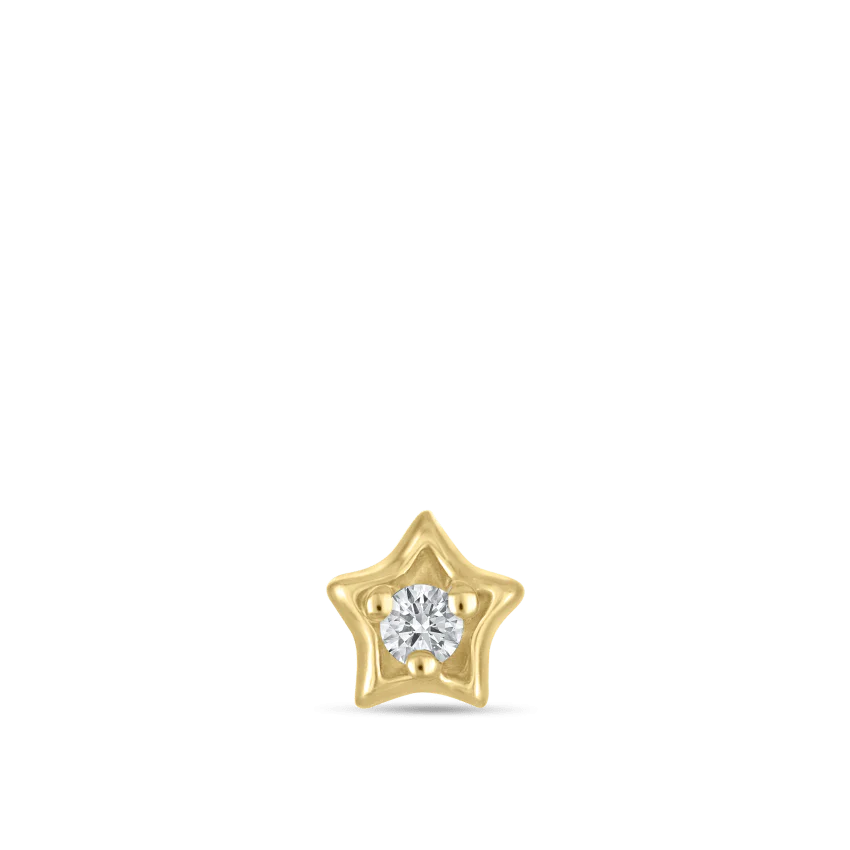 Diamond Solitaire Star Threaded Stud Earring - Image 11