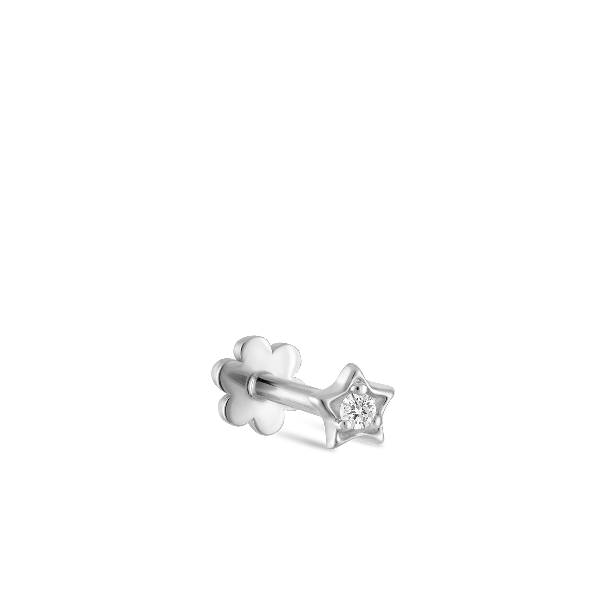 Diamond Solitaire Star Threaded Stud Earring - Image 21