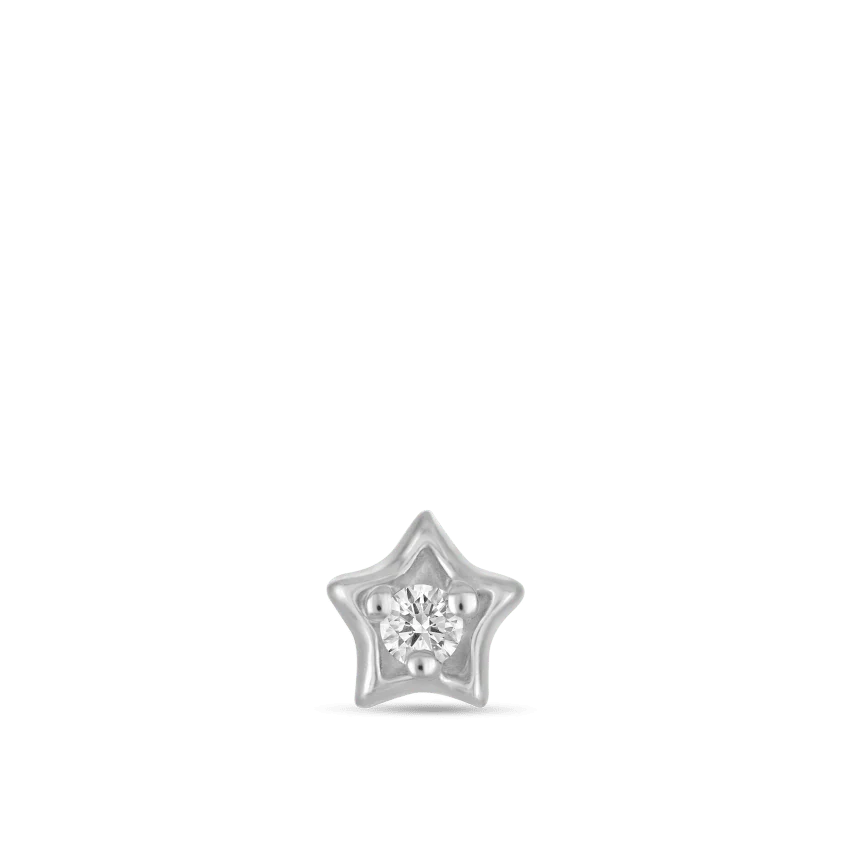 Diamond Solitaire Star Threaded Stud Earring - Image 6