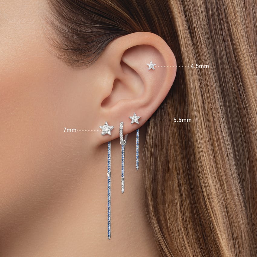 Diamond Star Threaded Stud Earring - Image 14