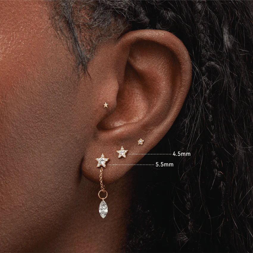 Diamond Star Threaded Stud Earring - Image 5