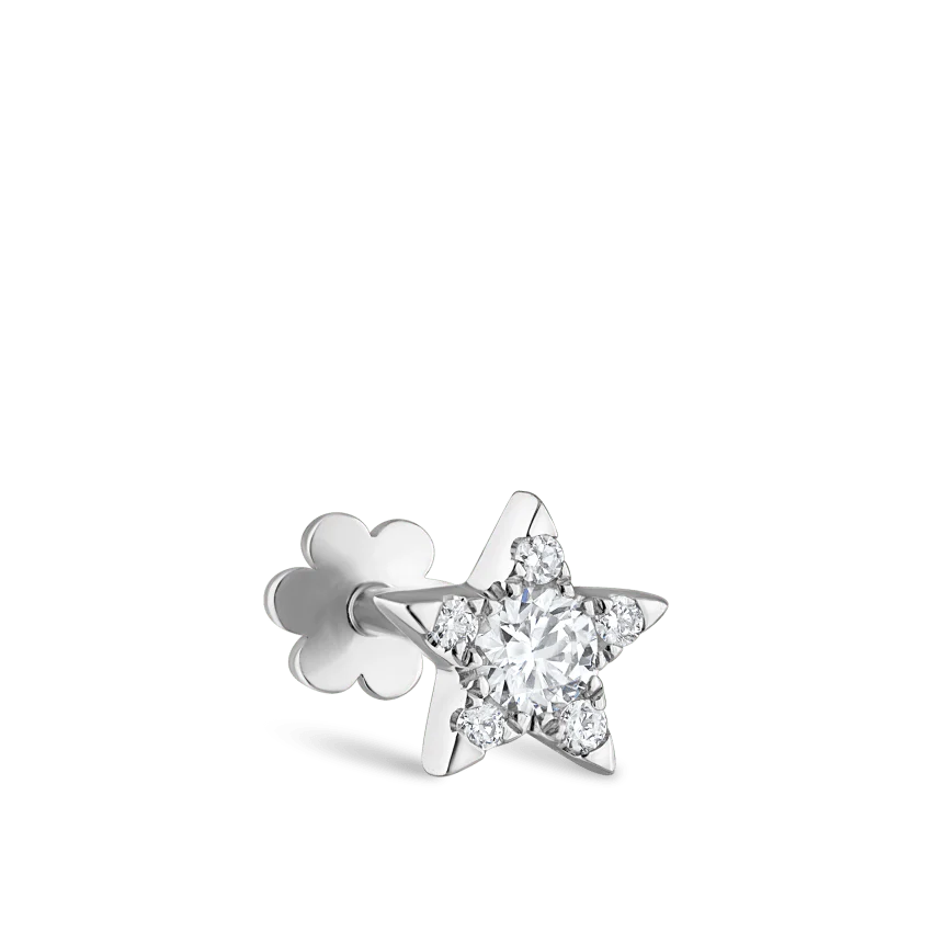 Diamond Star Threaded Stud Earring With Titanium Backing - Image 2