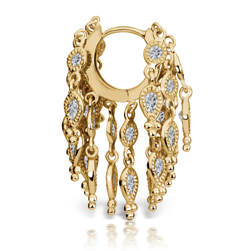Diamond Tassel Eternity Hoop Earring - Image 11