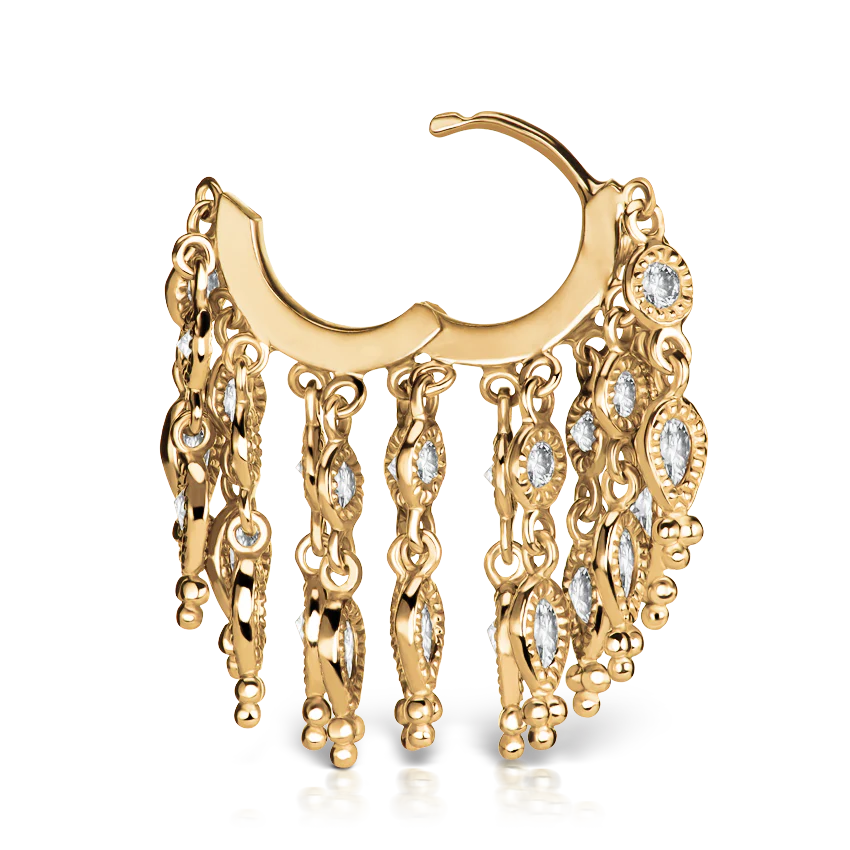 Diamond Tassel Eternity Hoop Earring - Image 12