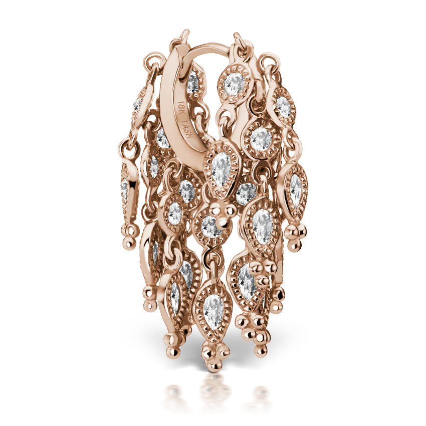 Diamond Tassel Eternity Hoop Earring - Image 18
