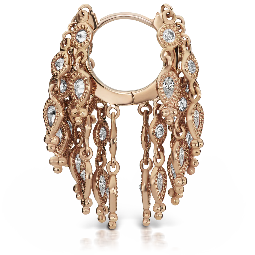 Diamond Tassel Eternity Hoop Earring - Image 22
