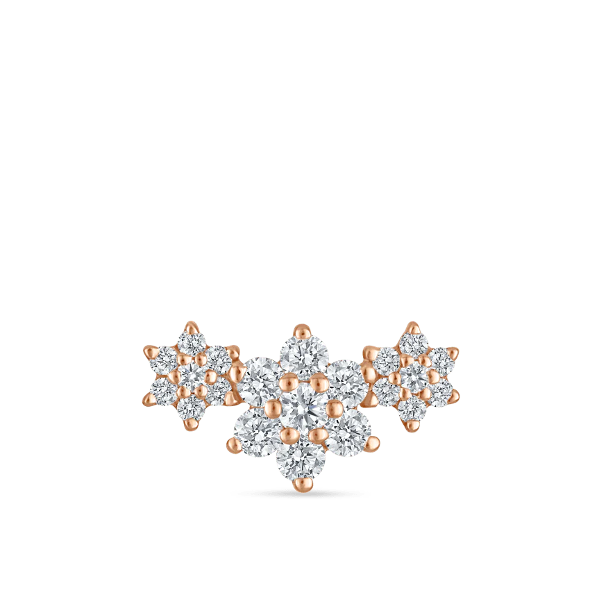Diamond Three Flower Garland Stud Earring - Image 10