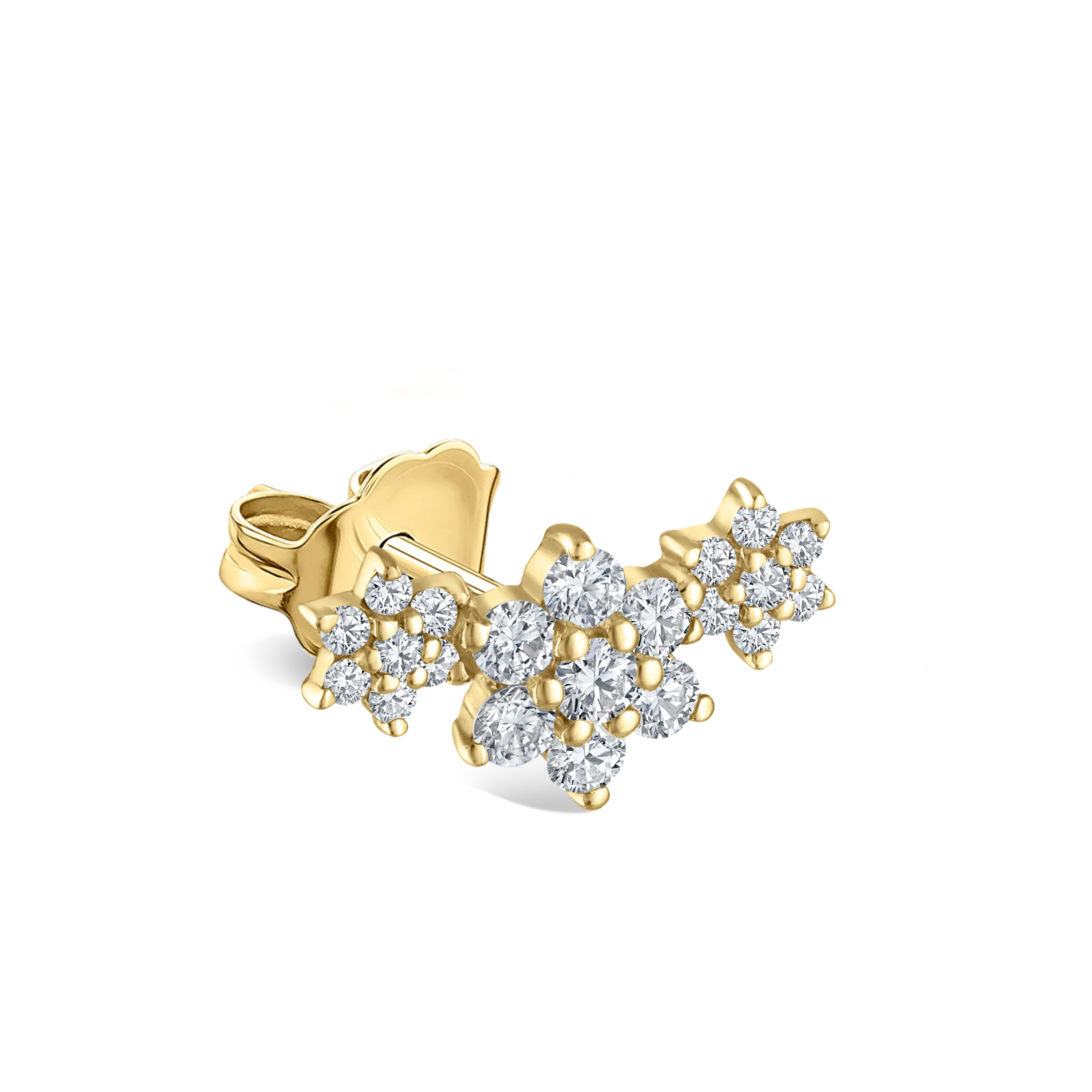Diamond Three Flower Garland Stud Earring - Image 13